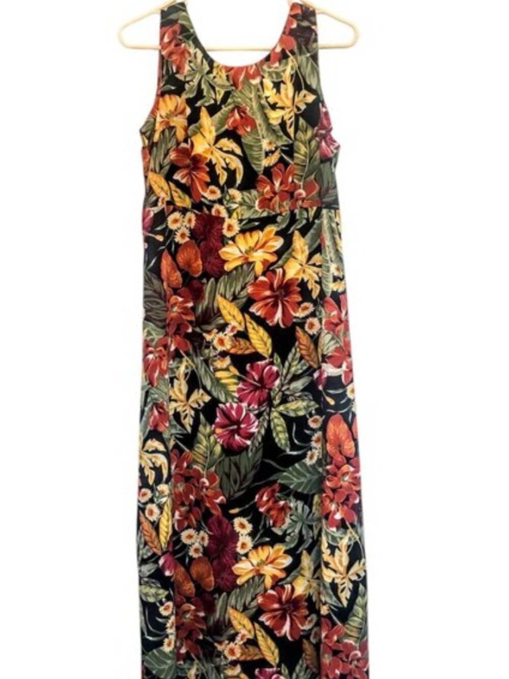 Sag Harbor Floral Maxi Vintage Sundress Button Up Zipper Back Plus Size 14